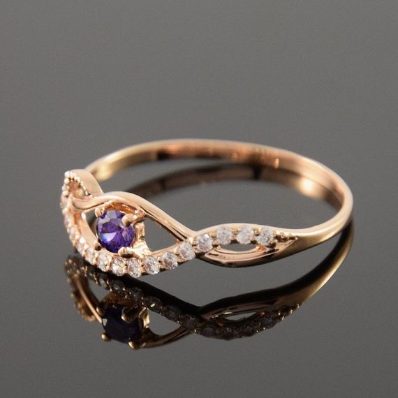 Кольцо из красного золота с аметистом 19 | Зображення 3