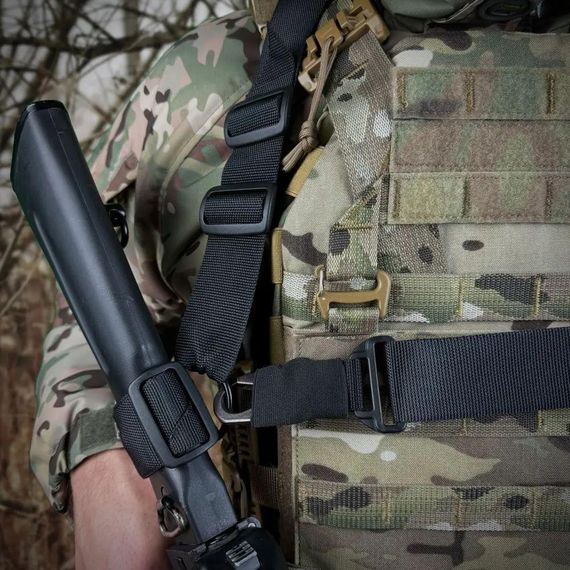 Ремінь  одно/двоточковий для АК, AR   карабіном H&K та за звуження прикладу чорний | Зображення 3
