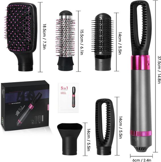 Фен-щетка 5 в 1 FACAIO, многофункциональный стайлер для укладки волос, завивка, выравнивание и сушка ионизация | Зображення 2
