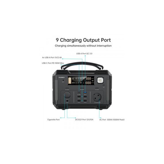 Зарядна станція Choetech BS004-EU-BK, 500W (BS004-EU-BK) | Зображення 3