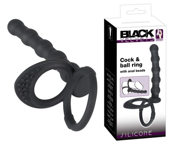 Насадка для подвійного проникнення - Black Velvets Cock & Ball Ring sexstyle