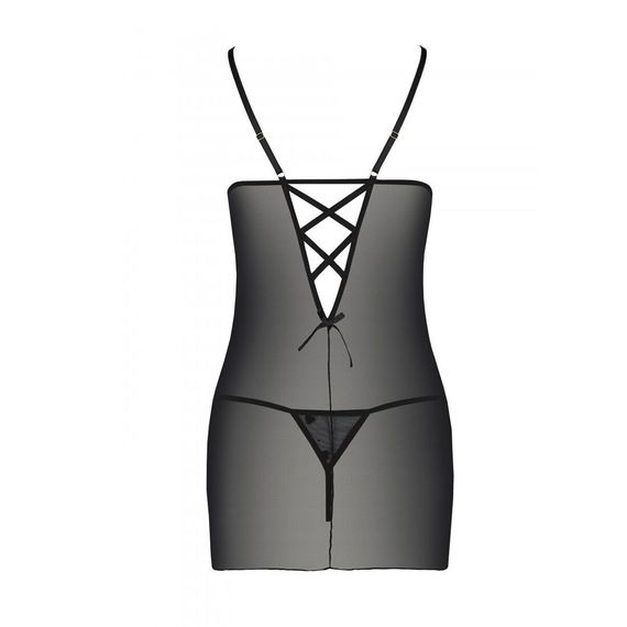 Сорочка з вирізами на грудях, стрінги Passion LOVELIA CHEMISE S/M, black | Зображення 5