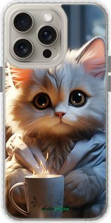 Чохол на iPhone 15 Pro Max Білий кіт "5646pc-3098-2448"