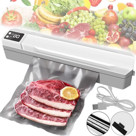 Вакуумний пакувальник пакетів Vacuum Sealer / Автоматичний побутовий вакууматор з пакетами, вакуумайзер для пакування та зберігання їжі | Зображення 1