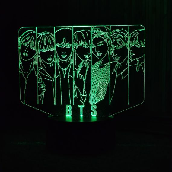 Акриловый светильник-ночник группа BTS 2 зеленый tty-n000458