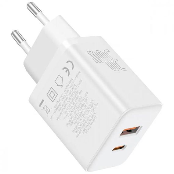 СЗУ Baseus Cube Pro Fast Charger PD30W (1USB-A/1C) (P10111404) Moon White | Зображення 3
