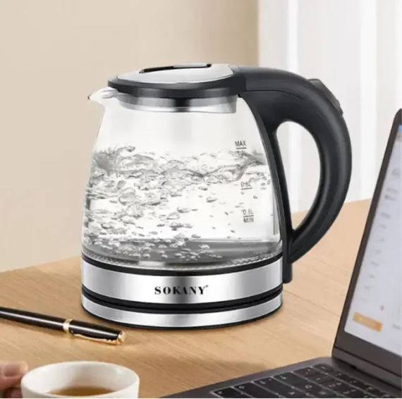 Стеклянный электрочайник 1500Вт Sokany SK-SH-1059, чайник с подсветкой на 1.2 л. | Зображення 1
