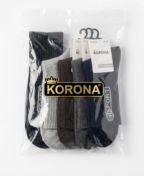 Набір чоловічих кашемірових шкарпеток KORONA AY270-2 розмір 41–45 для щоденного носіння 10 пар Різні кольори | Зображення 2