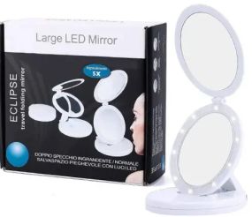Косметическое зеркало Large LED Mirror W0-29 с LED подсветкой, круглое, складное, 5X, LED зеркало