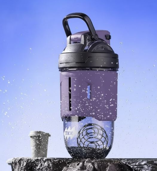 Спортивный шейкер TKK (700 мл) - Фиолетовый Tritan BPA-free, ударопрочный, с венчиком для смешивания | Зображення 6