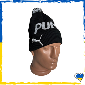 Шапка черная Puma брендовая универсальная, Найк. Шапка мужская, женская, подростковая, детская
