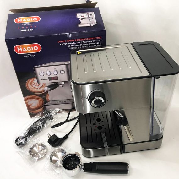 Кавоварка рожкова еспресо/капучино Magio MG-452 850 Вт, кавомашина домашня, кавовий апарат для дому | Зображення 1