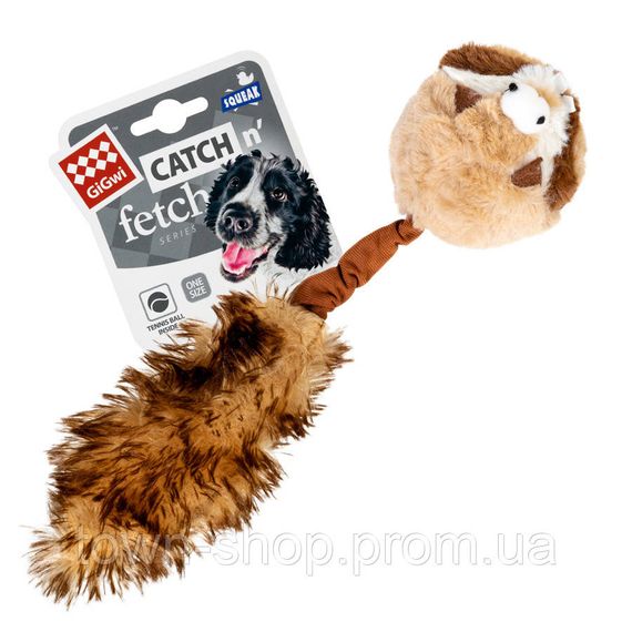 Игрушка для собак Барсук с 2-мя пищалками GiGwi Catch&fetch, искусственный мех, 26 см | Зображення 1