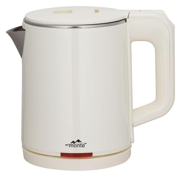 Електрочайник Monte MT-1841 Білий, 0.7 л, 1000 Вт, з подвійними стінками