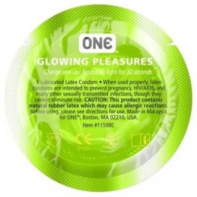 Набор презервативов One Glowiing Pleasures светящихся в темноте (цена за 5 шт.) sexstyle | Зображення 1
