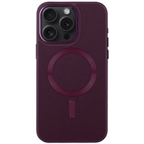 Шкіряний чохол Bonbon Leather Metal Style with MagSafe для Apple iPhone 12 Pro Max (6.7") Бордовий / Plum