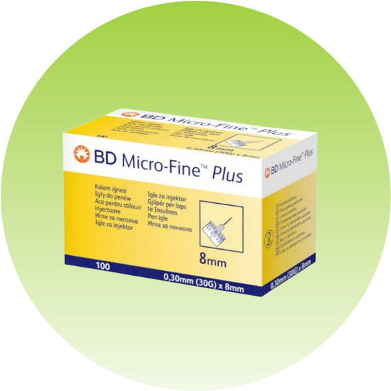 Голки БД мікро файн плюс, BD micro-fine plus, розмір 0,30 x 8 мм, 100 шт