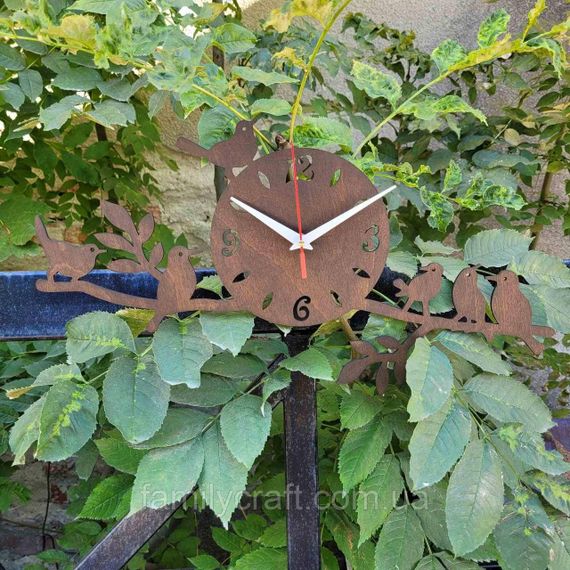 Настінний дерев'яний годинник з фанери Оригінальний годинник з пташками Декор для дому, офісу, подарунок | Зображення 5