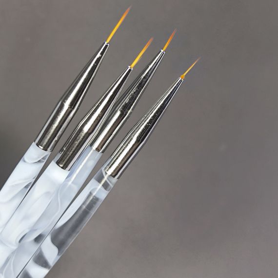 Набор кистей для росписи, вензелей и френча (4шт) с прозрачно-голубой ручкой