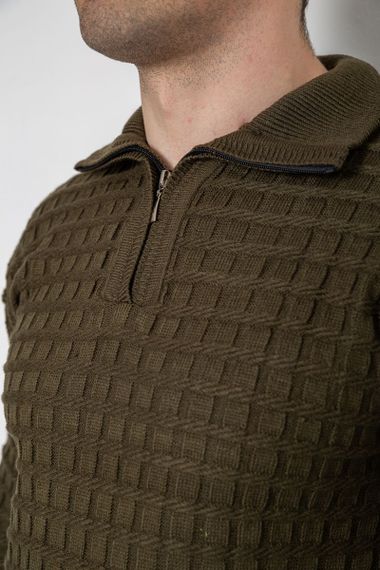 Светр чоловічий однотонний, колір хакі, 161R920 | Зображення 4
