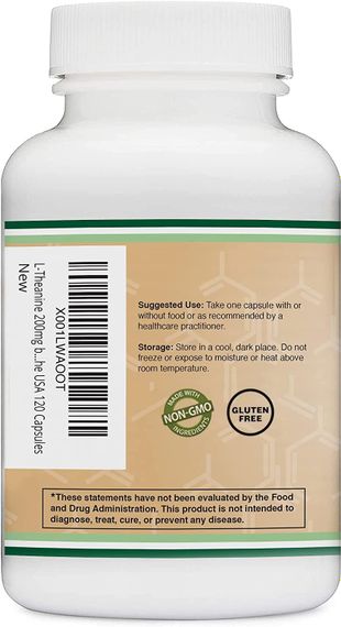 L-теанін Double Wood L-Theanine 200 mg, 120capsules | Зображення 2