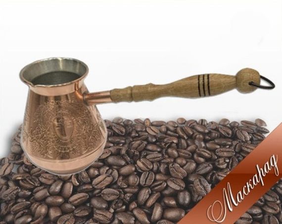 Турка медная 450 мл Маскарад золотистая джезва ручная работа кофеварка для кофе | Зображення 1