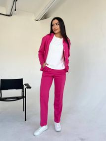 Женский костюм тройка рубашка+футболка+брюки трикотажный NB23007 размер 46/48 цвет розовый