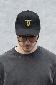 Кепка бейсболка тракер Without з принтом Ferrari Black