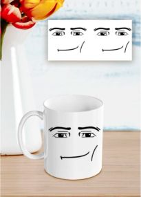 Чашка біла 330мл з принтом роблокс Roblox face male