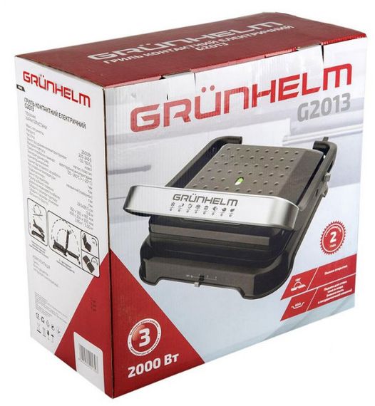 Притискний контактний гриль Grunhelm G2013 2000 Вт електрогриль для дому | Зображення 8