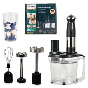 Блендер занурювальний з чашею 4в1, 1200Вт, Rainberg RB-2238 / Ручний міксер блендер з насадками