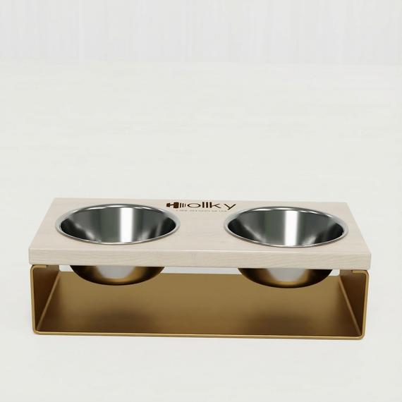 Миски на подставке из цельного металлического листа для собак и котов Hollky SteelWood S (2 × 0,45 л) SWS-36188-GLWH | Зображення 4