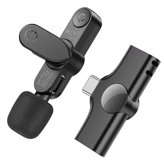 Петличный беспроводной микрофон Borofone BFK12 Trophy lavalier Lightning/Type-C Black | Зображення 1