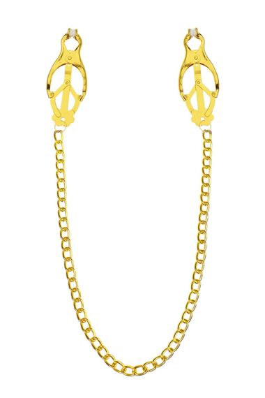 Зажимы для сосков с цепочкой Feral Feelings Clover nipple clamps Золотистый One Size