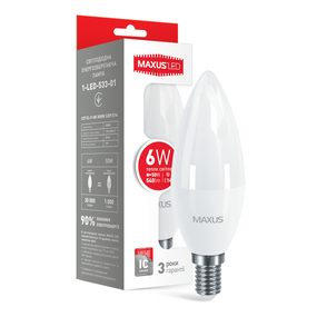 LED лампа MAXUS C37 6W тепле світло E14 (1-LED-533-01)