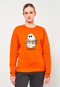 Світшот жіночий утеплений помаранчевий з принтом "Boorista", XL