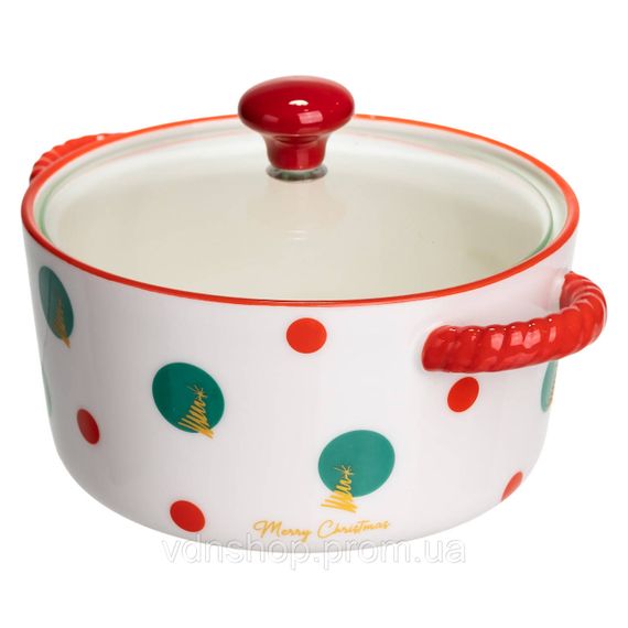 Супниця порцелянова Christmas Tree новорічна  800 (мл) з кришкою Yiwu FM-CS-9D | Зображення 2