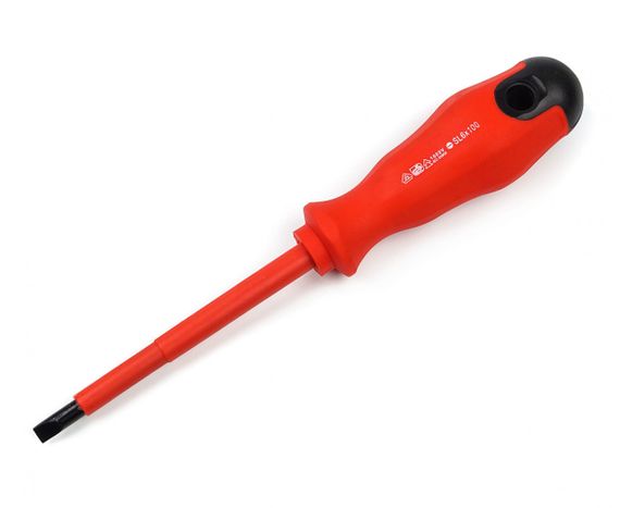 Викрутка діелектрична Polax шліцева плоска SL6х100мм, CRV (51-029)