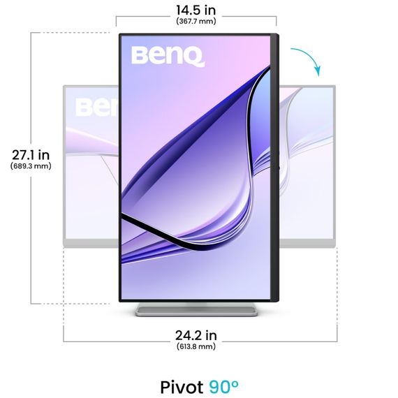 TFT 27" BenQ MA270U, IPS, 4K UHD, 2хHDMI, 2xUSB- C, HAS, Pivot, сріблясто-сірий | Зображення 6