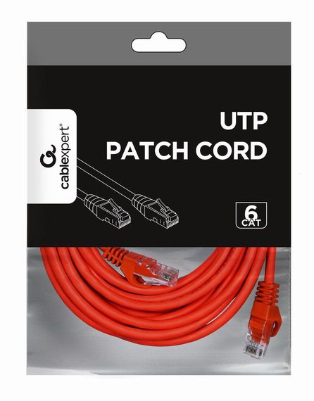 Патч корд Cablexpert PP6U-5M/R, UTP, категорія. 6, литий,  50u" штекер із фіксатором, 5 м, червоний | Зображення 2