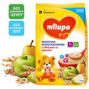 Детская каша Milupa Молочная Мультизлаковая с яблоком и грушей 210 г (5900852042799) - Топ Продаж!