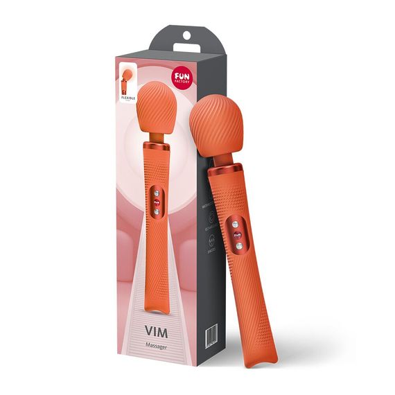 Вибромассажер Fun Factory VIM Vibrating Wand Orange, супермощный и легкий, до 6 часов работы, Оранжевий | Зображення 5
