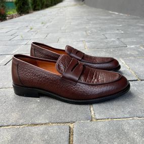 Брутальні чоловічі лофери коричневого кольору 41 розмір