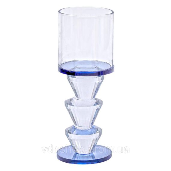 Підсвічник скляний 6×15.7 см на одну свічку підсвічник келих на ніжці декоративний Сірий HP-4-21L | Зображення 1