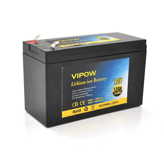 Аккумуляторная батарея литиевая Vipow 12V 12A h элементами Li-ion 18650
