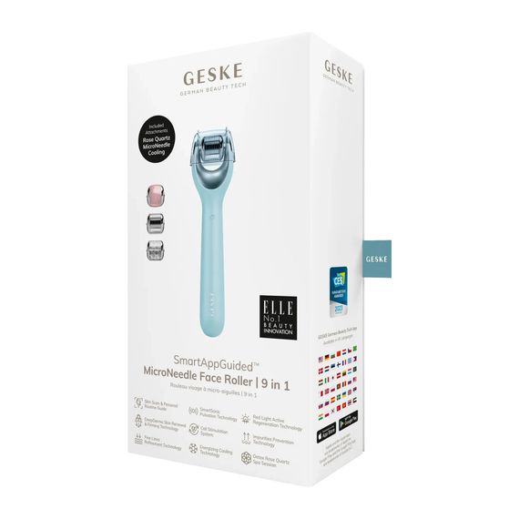 Електронний ролер для обличчя з мікроголками GESKE MicroNeedle Face Roller 9в1 gray, Бірюзовий | Зображення 7