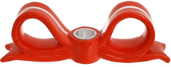 Набір 4 керамічних підсвічника "Червоний Бант" 21х4х7см, свічка Ø23мм