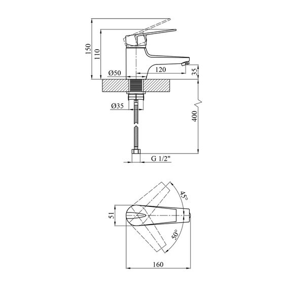 Змішувач для раковини Kroner KRM Odra - C011 (CV019457) | Зображення 1