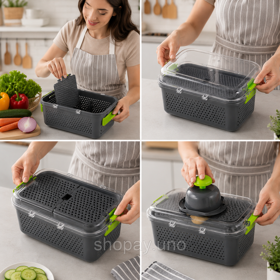 Овочерізка Мультислайсер vegetable cutter / Мультислайсер для овочів та фруктів / Механічний ручний подрібнювач | Зображення 1