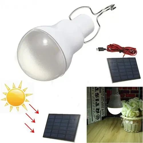 Лампа светодиодная аккумуляторная VHG CL-028 с солнечной панелью 10Вт 5600K 6В Led Solar Emergency Bulb(8423) | Зображення 4